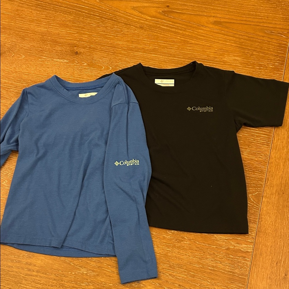 Columbia Kids Long Sleeve Blue and Black Tees